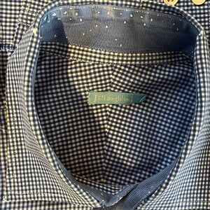 J. McLaughlin Navy and White Checkered Button Down Shirt